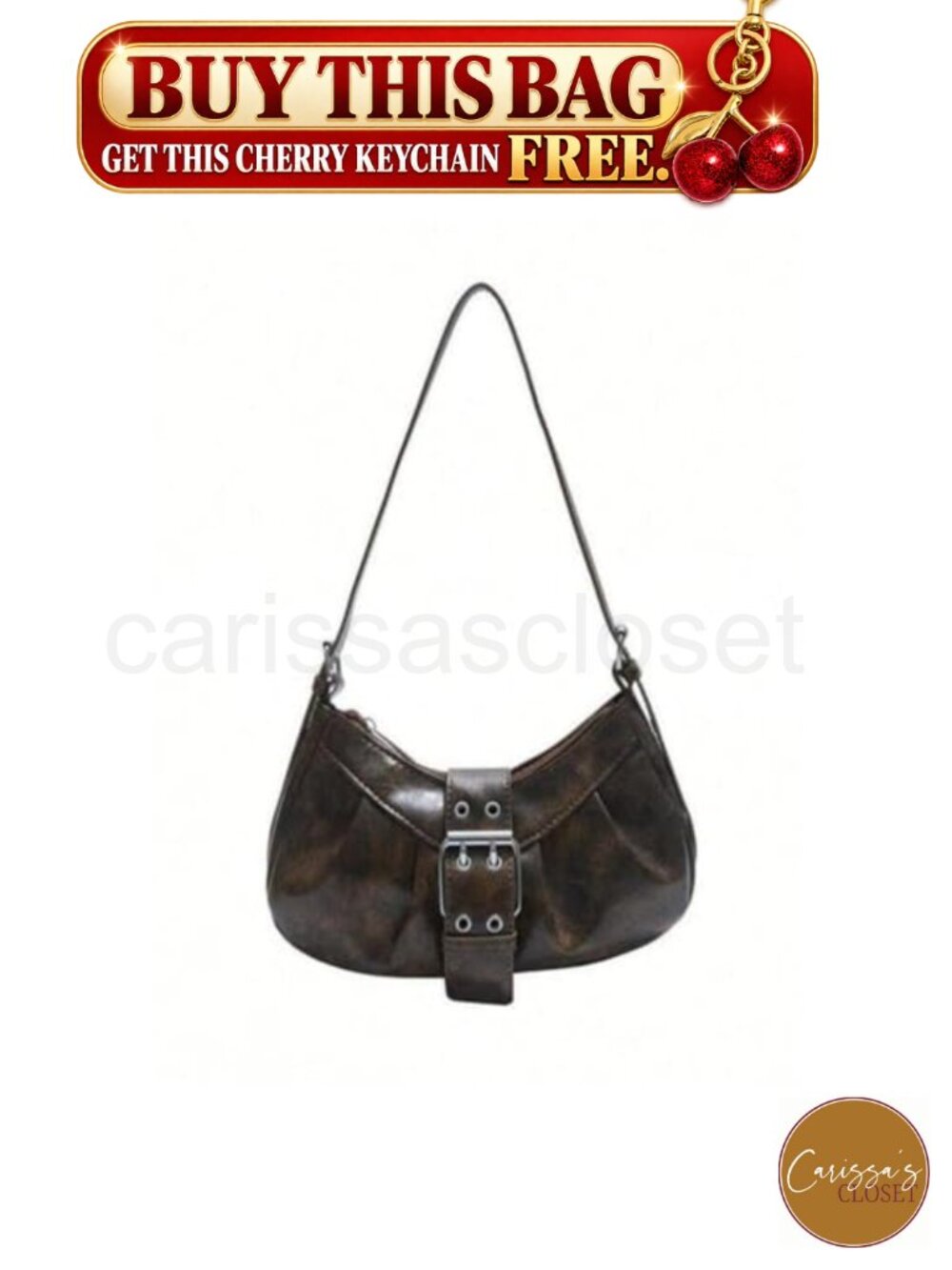 ✨ Faux Leather Y2k Mini Hobo Shoulder Bag Goth Punk Vintage Purse